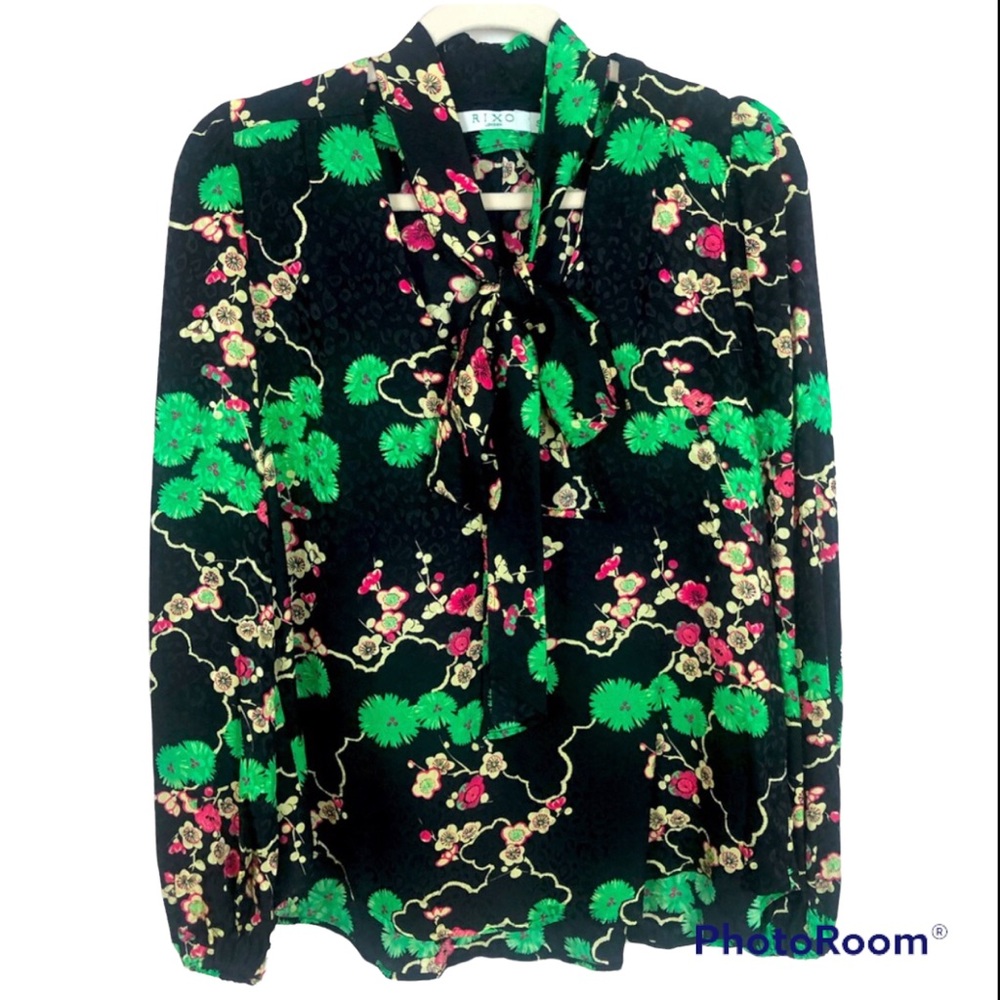 RIXO London Floral 100% Silk Button Down size Small